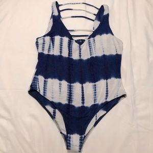 Lucy Love Tye-Dye Bodysuit - Navy Blue/White